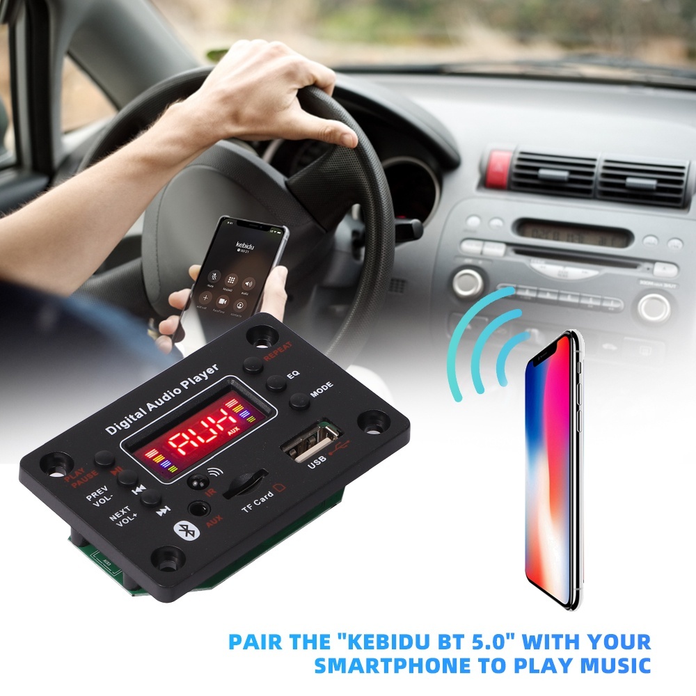 Bảng Mạch Khuếch Đại Âm Thanh mp3 80w bluetooth 5.0 dc 12v 2 * 40w Hỗ Trợ Thẻ tf usb aux Cho Xe Hơi