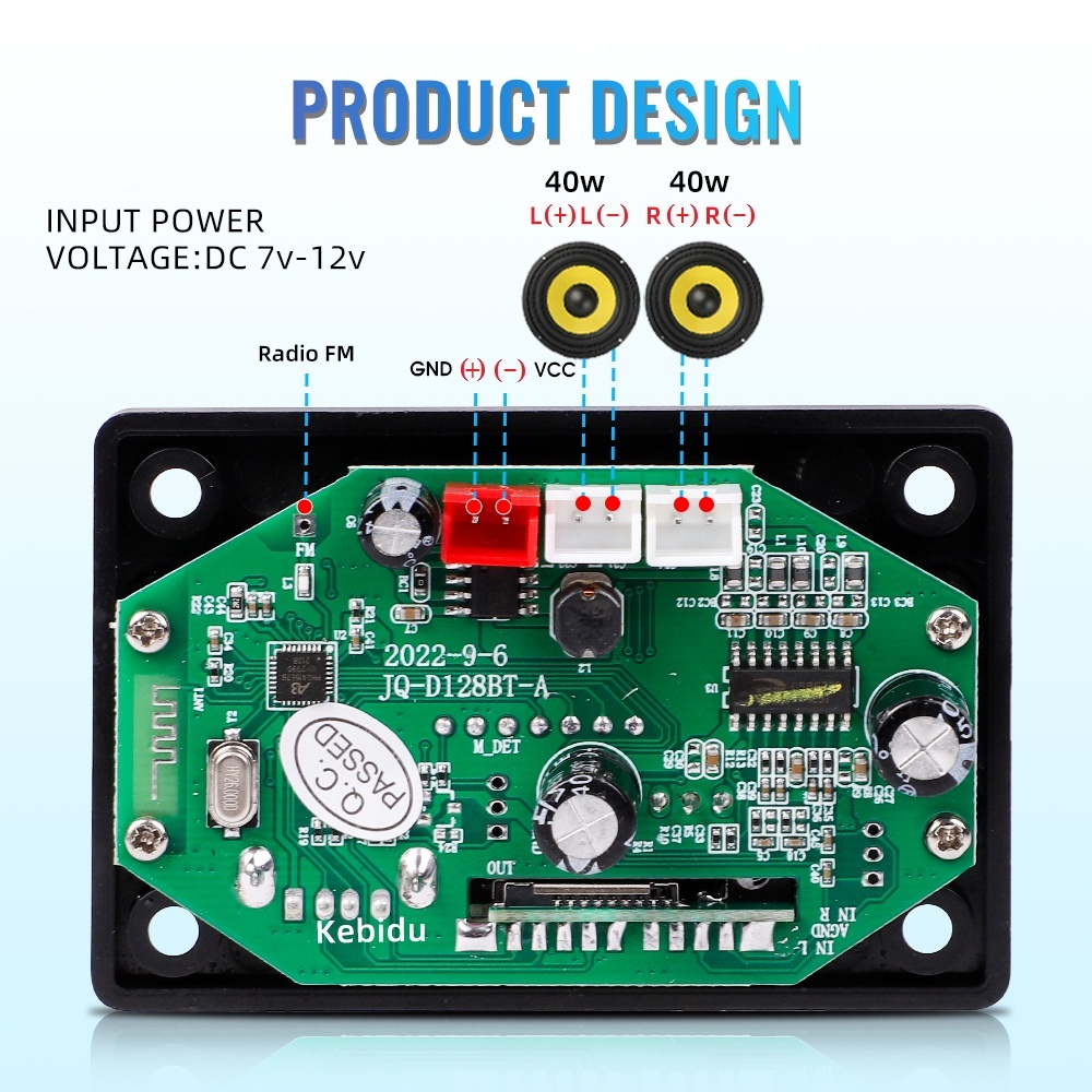 Bảng Mạch Khuếch Đại Âm Thanh mp3 80w bluetooth 5.0 dc 12v 2 * 40w Hỗ Trợ Thẻ tf usb aux Cho Xe Hơi