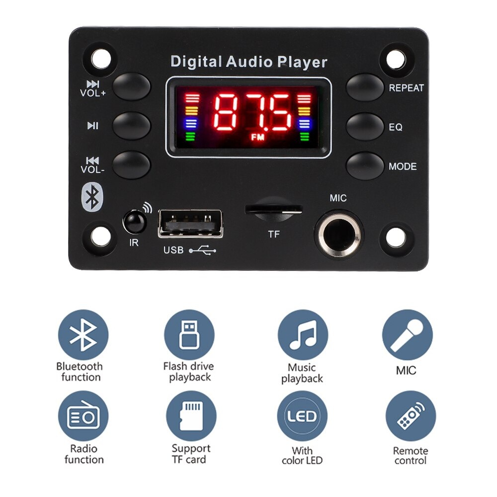 Bảng Mạch Khuếch Đại Âm Thanh mp3 80w bluetooth 5.0 dc 12v 2 * 40w Hỗ Trợ Thẻ tf usb aux Cho Xe Hơi
