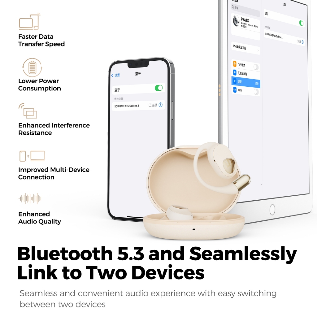 Tai Nghe Nhét Kết Nối bluetooth 5.3 gofree2 ipx5 Hỗ Trợ app