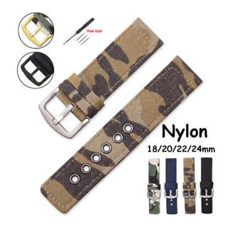 Dây Đeo Đồng Hồ Bằng Vải Bạt nylon Họa Tiết Rằn Ri Mềm Mại 18mm 20mm 22mm 24mm