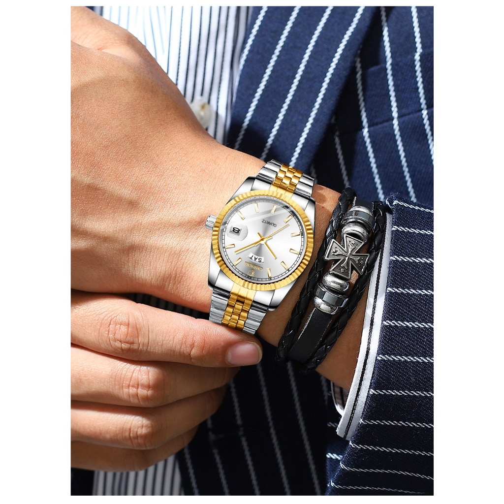 Chenxi Đồng Hồ Đeo Tay Bằng Thép Không Gỉ Chống Nước Phát Quang Phong Cách Doanh Nhân Cho Nam