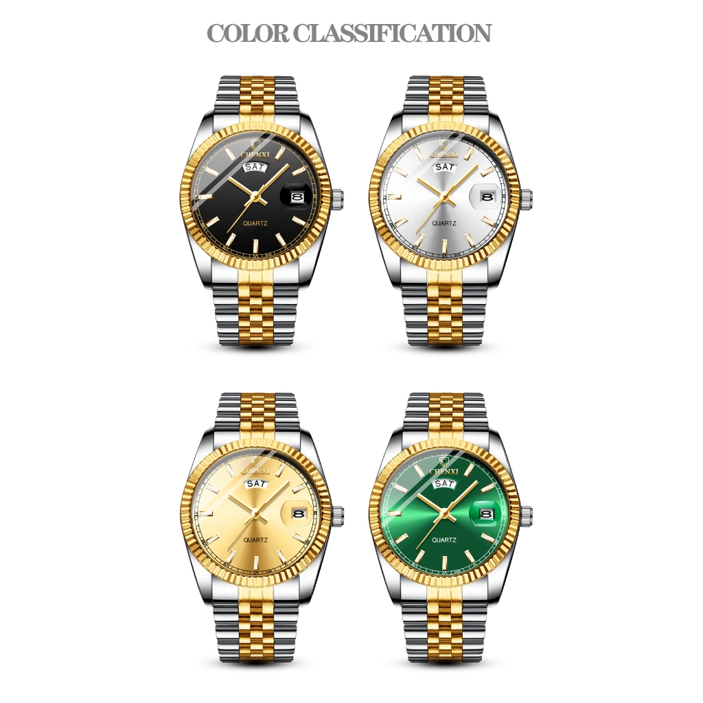 Chenxi Đồng Hồ Đeo Tay Bằng Thép Không Gỉ Chống Nước Phát Quang Phong Cách Doanh Nhân Cho Nam