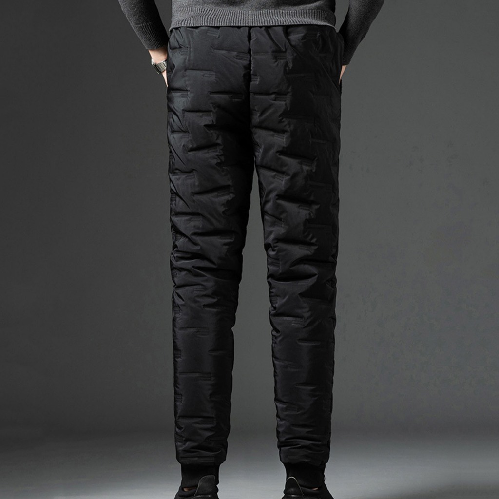 Rga Quần Phao Dày Lưng Thun Màu Trơn Chống Gió Thời Trang Mùa Đông Cho Nam