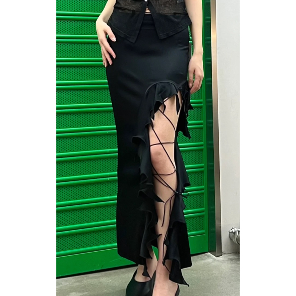 Weird Puss Chân Váy Chữ A Lưng Cao Xẻ Tà Thời Trang Cho Nữ