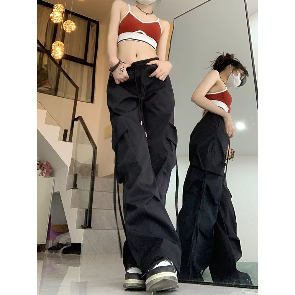 Ahoo quần nữ đùi quần ống rộng Thời trang hàn quốc A93L6YB