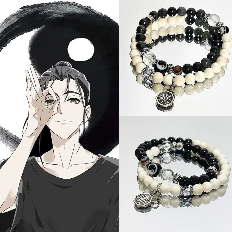 Thời Trang Vòng Tay Chuỗi Hạt Thủy Tinh Màu Trắng Đen