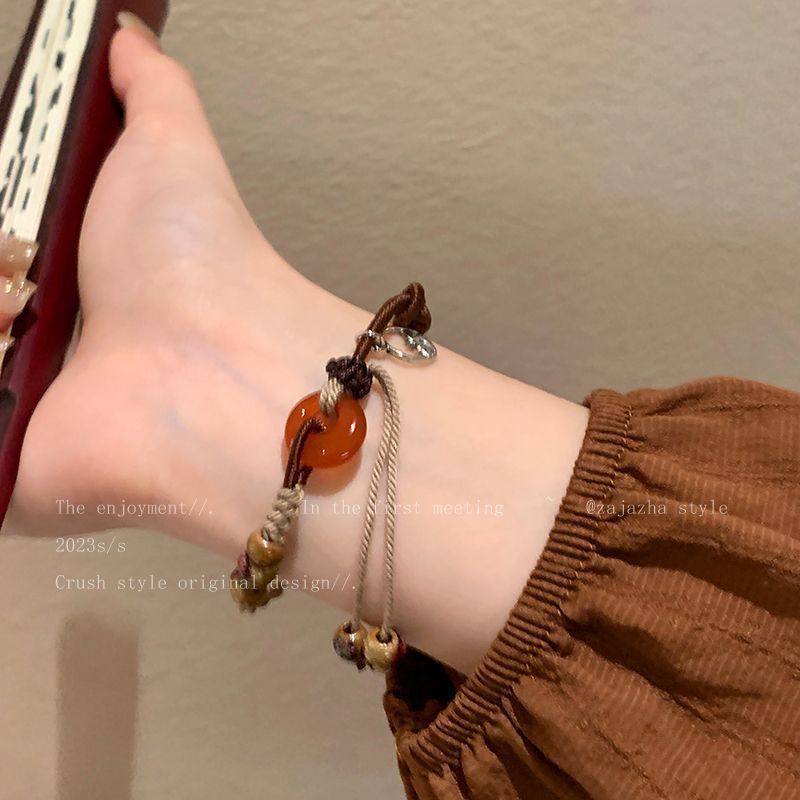 Thời Trang Vòng Tay Dây Bện Đính Hạt Ngọc Bích Nhân Tạo