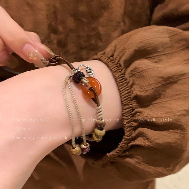 Thời Trang Vòng Tay Dây Bện Đính Hạt Ngọc Bích Nhân Tạo