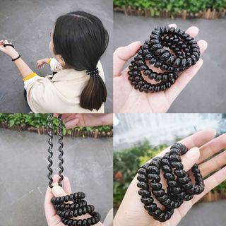 10 PCS Dây Cột Tóc Lò Xo Cao Su Co Giãn Màu Đen