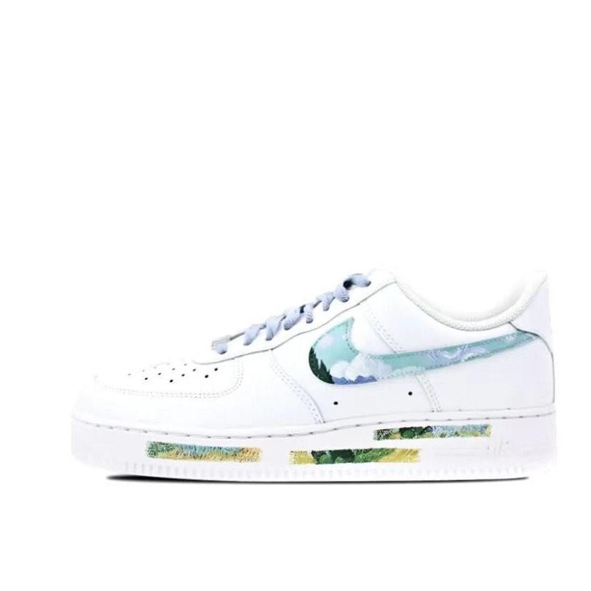 Giày thể thao nam Nike Air Force 1 Low 07 Air Force One khi giày Van Gogh cánh đồng lúa mì và bức tranh sơn dầu nghệ thuật cây bách graffiti cổ thấp unisex vàng xanh giày thể thao