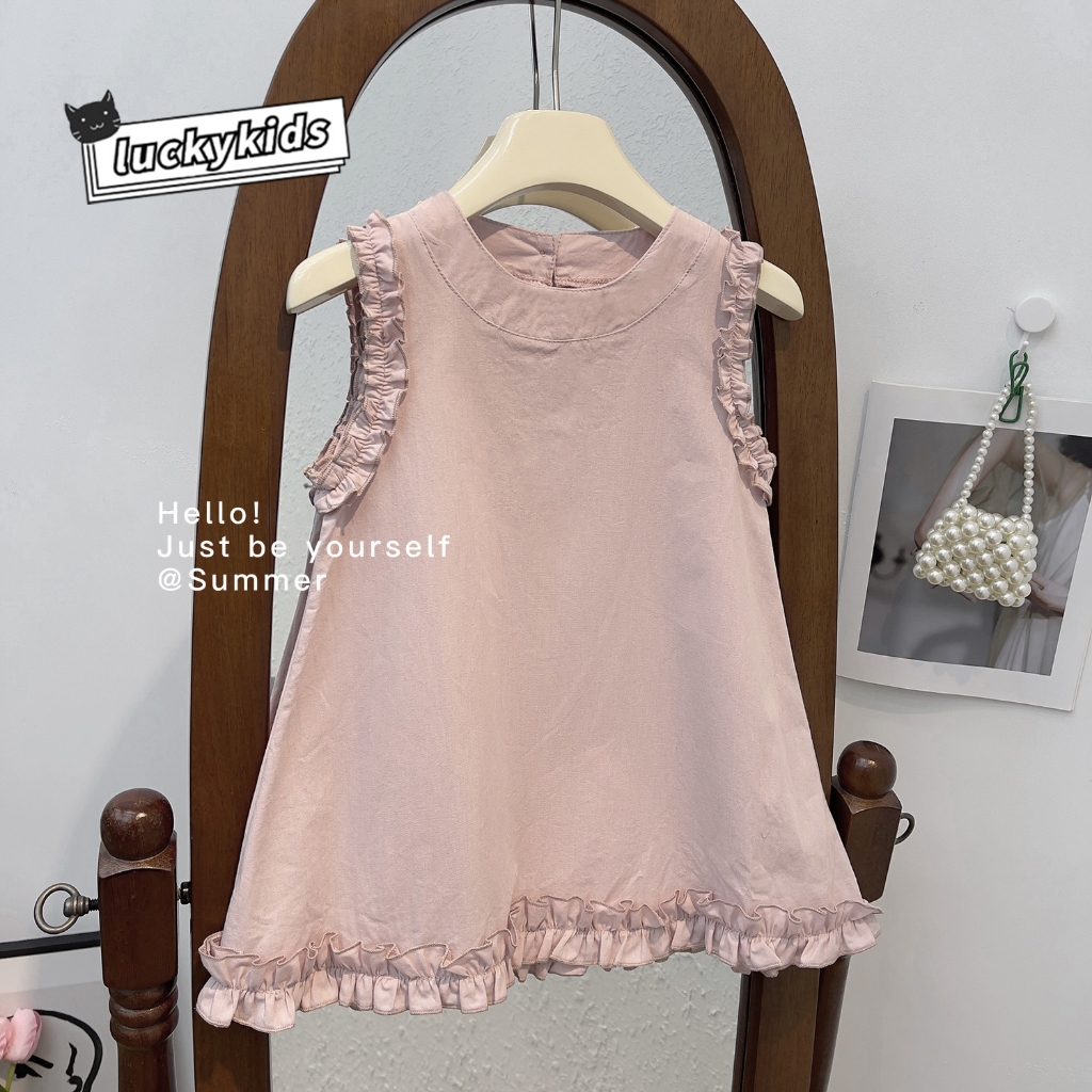 Đầm Sát Nách Ren Hoa Ngọt Ngào Cho Bé Gái