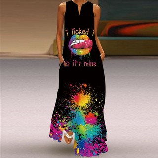 Đầm maxi cổ chữ v in họa tiết thời trang bohemian đơn giản dành cho nữ