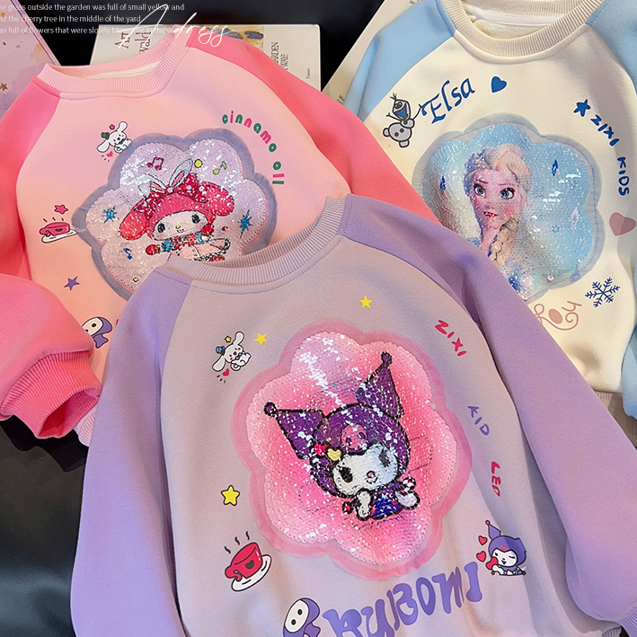 Áo sweater Tay Dài In Hình kuromi cinnamoroll Dễ Thương Cho Bé Gái