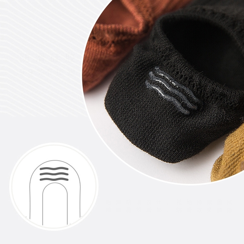 GUDETU  Vớ Thuyền Ngắn Bằng silicone cotton Màu Trơn Chống Trượt