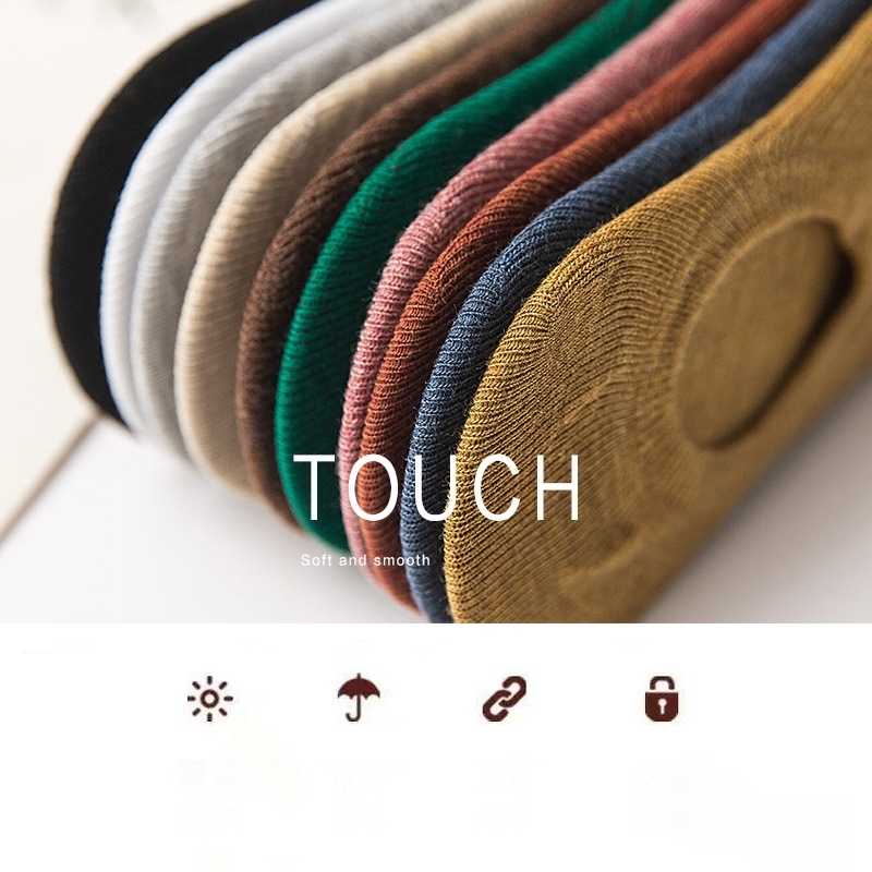 GUDETU  Vớ Thuyền Ngắn Bằng silicone cotton Màu Trơn Chống Trượt