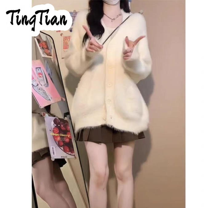 TINGTIAN Áo Len áo khoác cardigan Xu hướng Thể thao INS Comfortable WXF23B0XG1 48Z231129