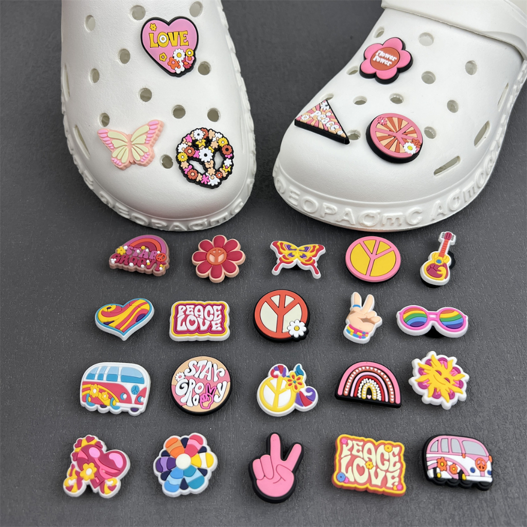 Phụ Kiện Khóa Giày Crocs Bằng Cao Su PVC Mềm Hình Hoa Màu Hồng