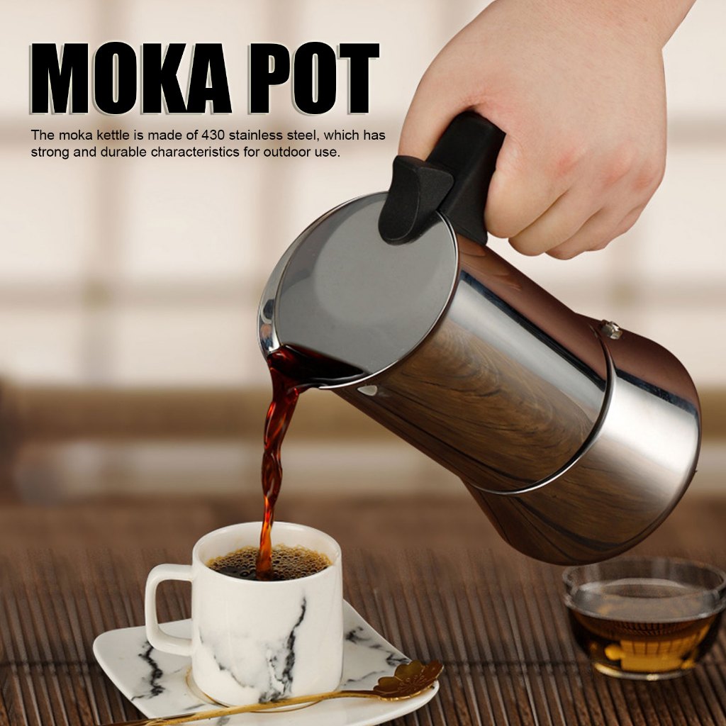 ModernHome Stovetop Moka Pot 430 Nồi nấu cà phê di động bằng thép không gỉ cho bếp điện từ
