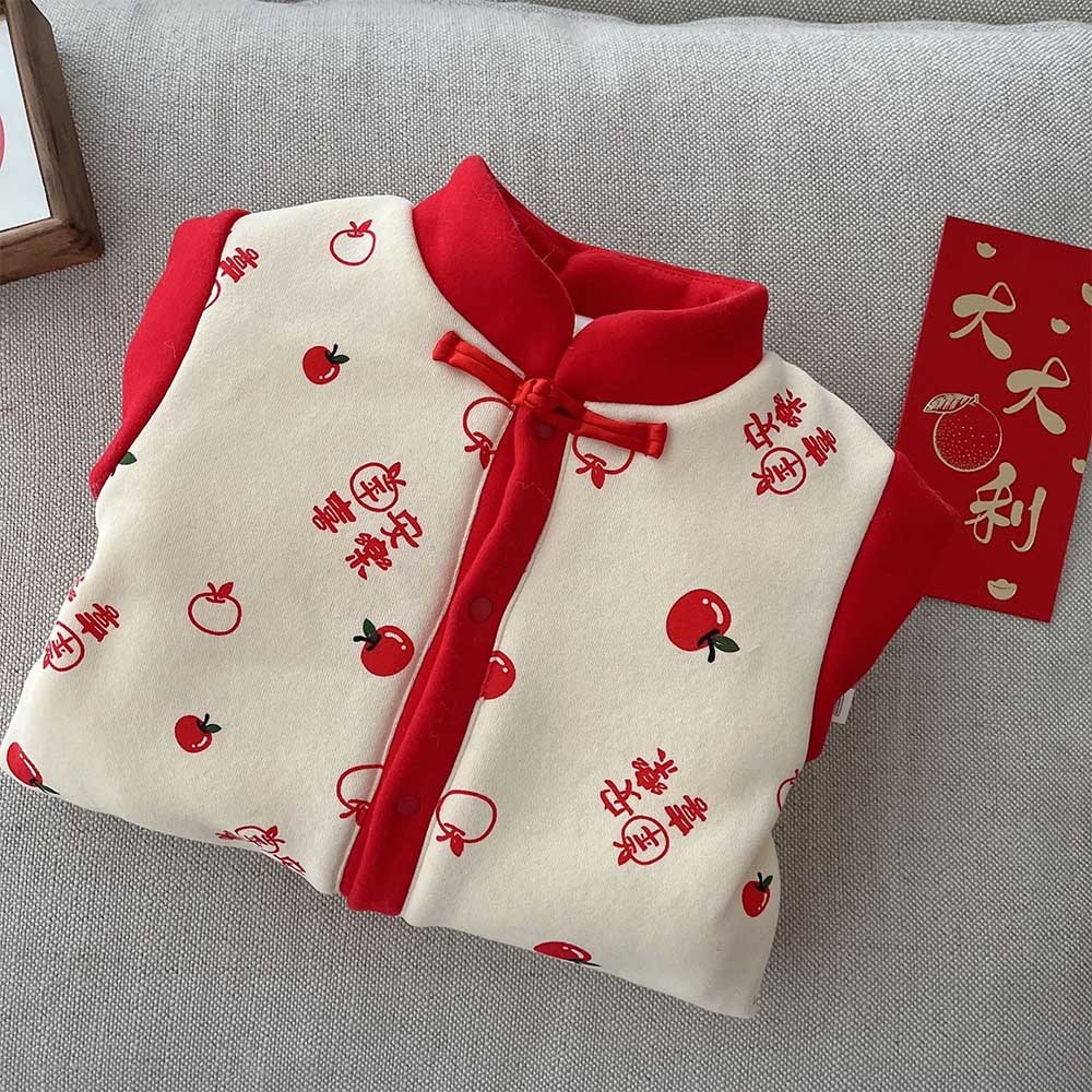 Áo Liền Quần Tay Dài Dày Dặn Giữ Ấm Mùa Đông Phong Cách Trung Hoa Mừng Năm Mới Dành Cho Bé Sơ Sinh