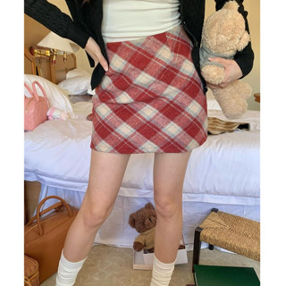 Chân Váy Len Dáng Chữ A Họa Tiết Kẻ Sọc Thời Trang Phong Cách Hàn Quốc Thu Đông Mới Cho Nữ