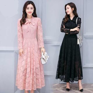 Đầm Ren Tay Dài Phong Cách Thu Đông Mới Dành Cho Nữ
