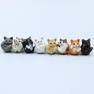 Set 8 mô hình mèo con 2.8cm trang trí đáng yêu
