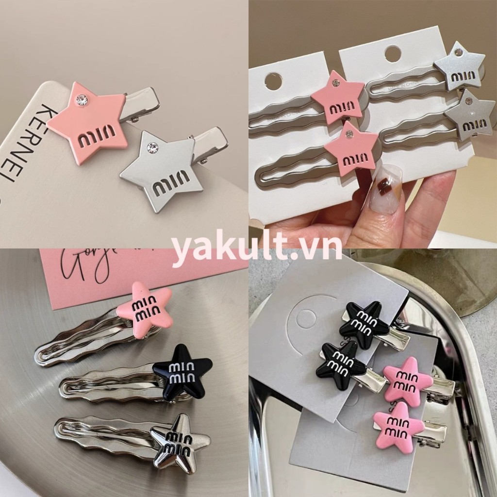 🎀 yakult 🎀Kẹp Tóc Hình Ngôi Sao Và Chữ M Thời Trang Hàn Quốc Y2K Kẹp Tóc Mái nhỏ dễ thương Cho Nữ mới