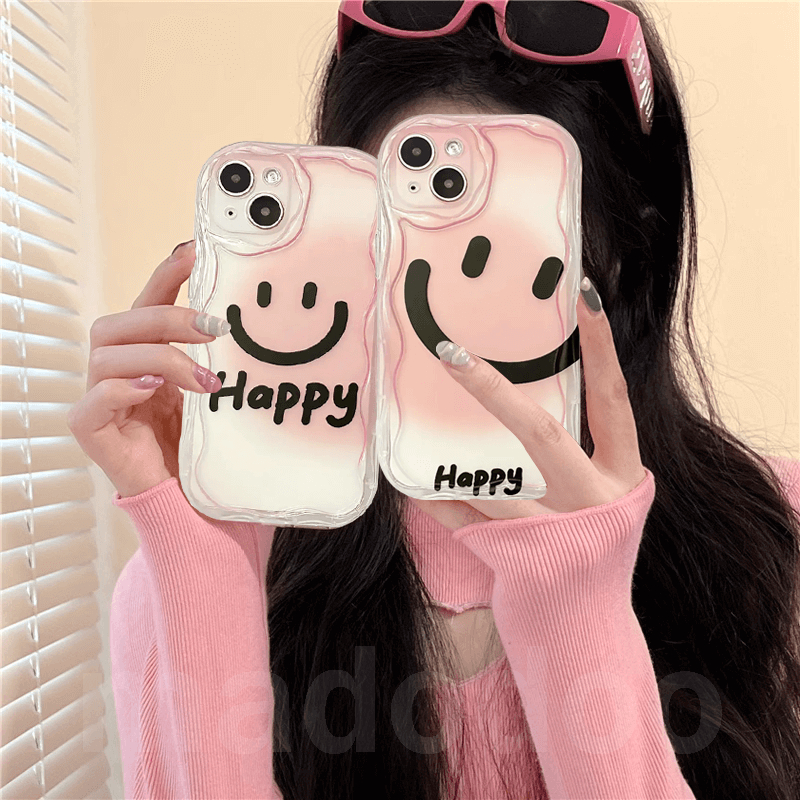 Ốp lưng Fine hole OPPO Reno 10 Pro+ 8T 8 5G 7Z 8Z 7 4G 6 6Z 5Z 5F 5Lite 5 6Lite 4 Pro Plus A73 A94 A93 A78 A16 A16S A74 A95 A55 A54 A15 A15S A52 A72 A92 A53 A33 2020 A31 Cute Pink Simple Happy Smiley Clear Airbag Shockproof Soft Phone Case Cover NY 80