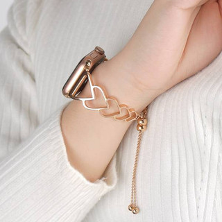 Thiết kế tình yêu Dây đeo vòng tay kim loại cho iwatch Series Ultra 9 8 7 6 5 SE 4 3 2 1 Bling Dây đeo bằng thép không gỉ pha lê cho đồng hồ 41mm 45mm 44mm 40mm 42mm 38mm