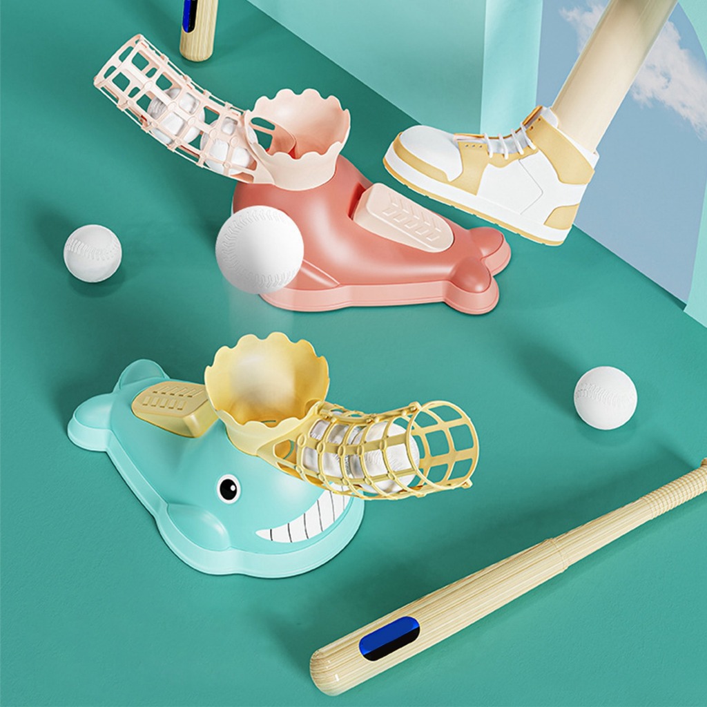 Có thể bán buôn Bóng Chày Trẻ Em Máy Ném Bằng Chân Tự Động Chơi Bộ Bát 3 Quả ToyRoom Hàng giao ngay