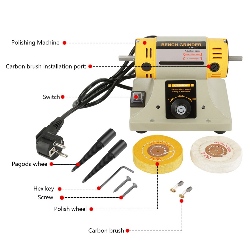 Có thể bán buôn EU Plug 220V 350W Máy Mài Điện Đánh Bóng Trang Sức Nha Khoa Tiện Động Cơ Westvirginia058 Hàng giao ngay