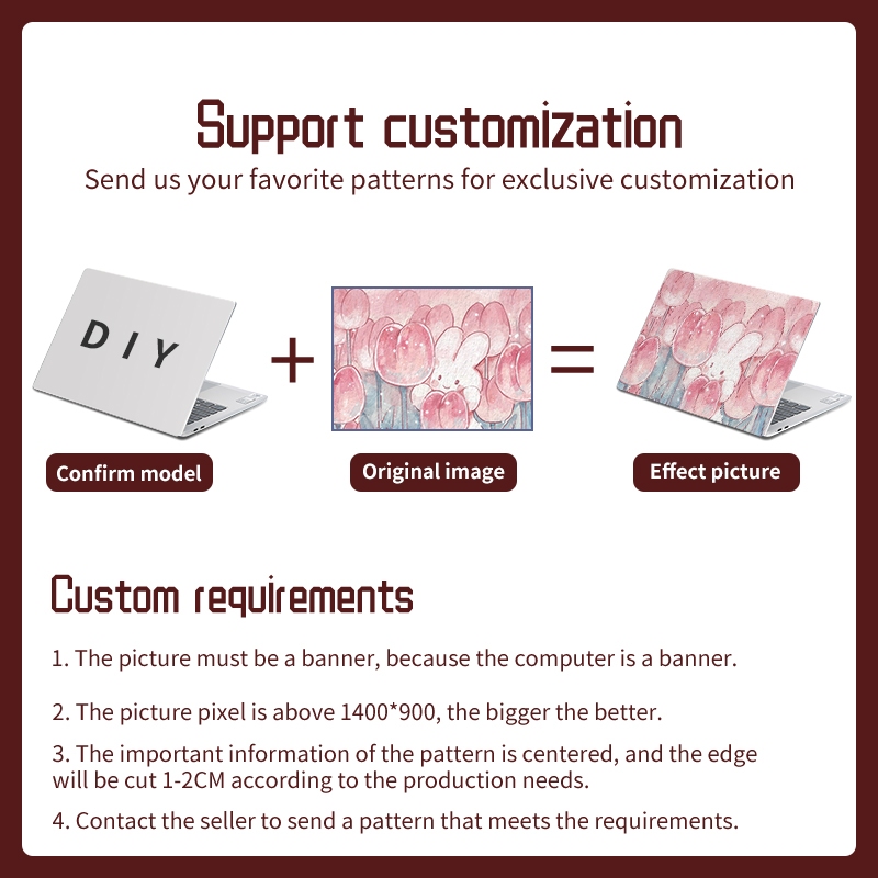 Miếng Dán Trang Trí laptop Chống Trầy Không Thấm Nước Hình Thỏ Dễ Thương 10 / 12 / 13 / 14 / 15 / 17 inch