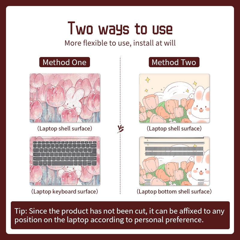 Miếng Dán Trang Trí laptop Chống Trầy Không Thấm Nước Hình Thỏ Dễ Thương 10 / 12 / 13 / 14 / 15 / 17 inch