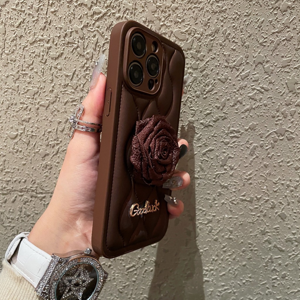 Bao Da Điện Thoại Chống Sốc Họa Tiết Hoa Hồng Đơn Giản Cho iphone 15 13 12 14 pro max Ốp