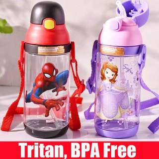 Disney bình uống nước hình người nhện có nắp đậy và ống hút siêu nhẹ chống tràn cho bé trai