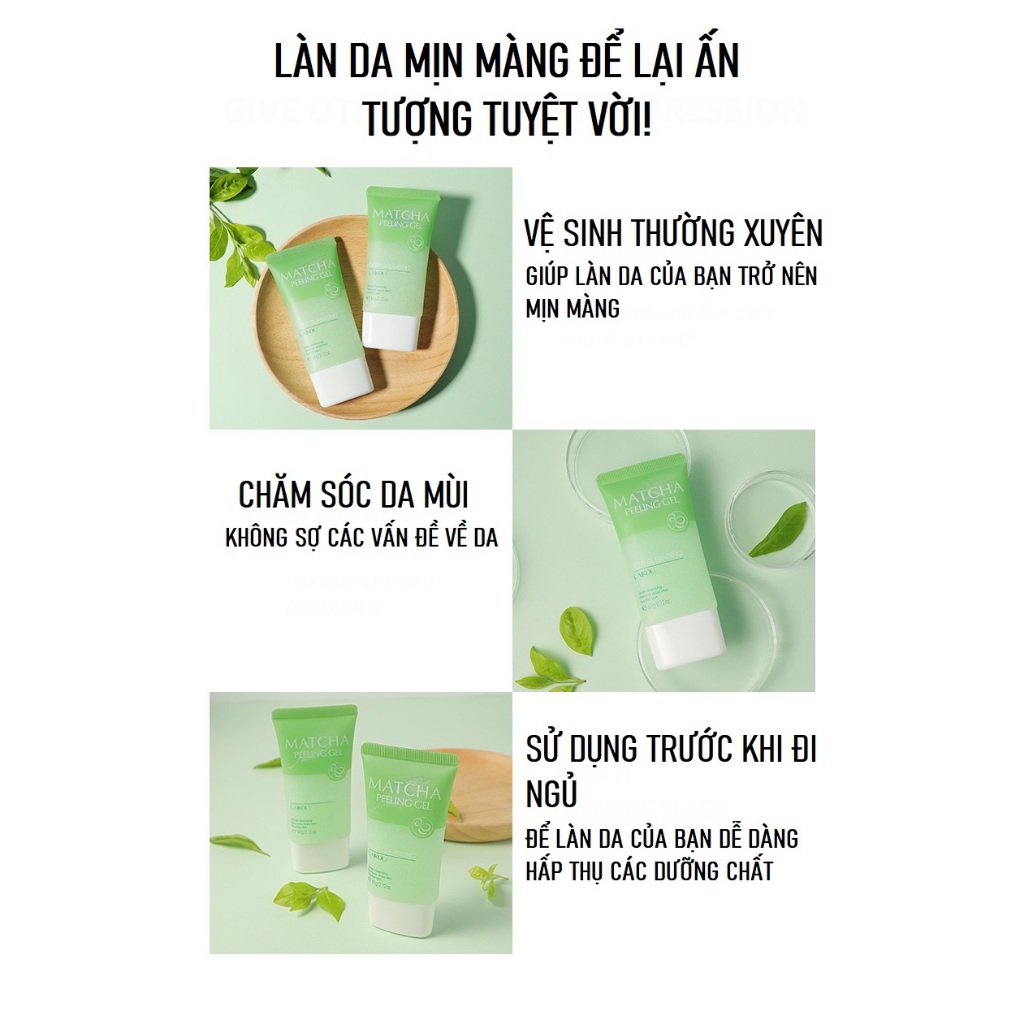 Tẩy Tế Bào Chết LAIKOU Matcha Peeling Gel Làm Sáng Da, Sạch Sâu, Loại Bỏ Hoàn Toàn Bụi Bẩn Và Dầu Thừa, Dưỡng Ẩm Và Làm Mịn Da, Thu Nhỏ Lỗ Chân Lông 60g