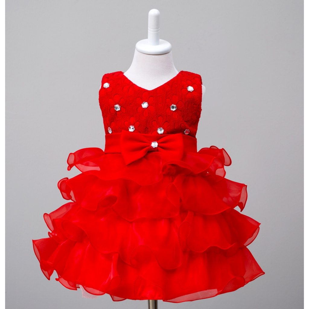 Đầm công chúa NNJXD bằng vải tulle in chủ đề giáng sinh + cài tóc cho bé gái