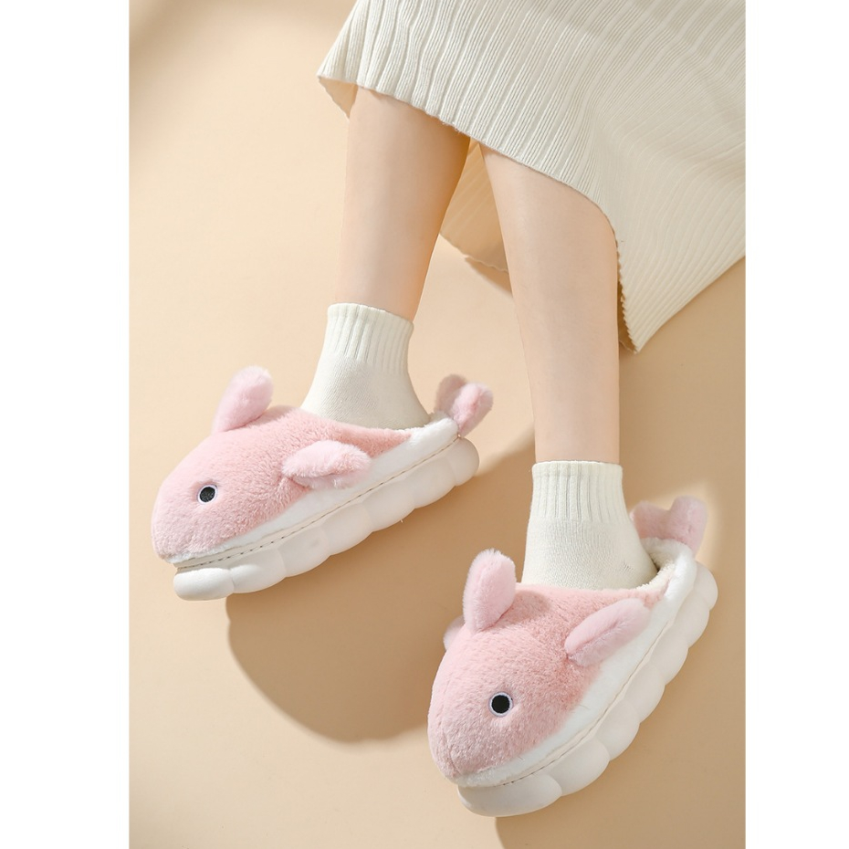 Dễ Thương Dép Bông Đi Trong Nhà Hình Cá Voi Đáng Yêu Thời Trang Mùa Đông Cho Cặp Đôi