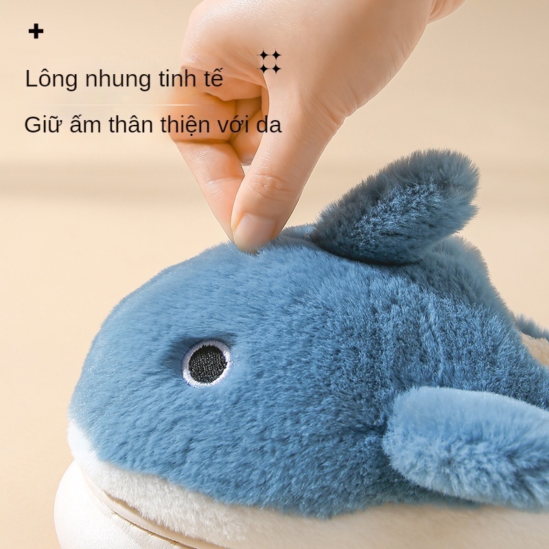 Dễ Thương Dép Bông Đi Trong Nhà Hình Cá Voi Đáng Yêu Thời Trang Mùa Đông Cho Cặp Đôi