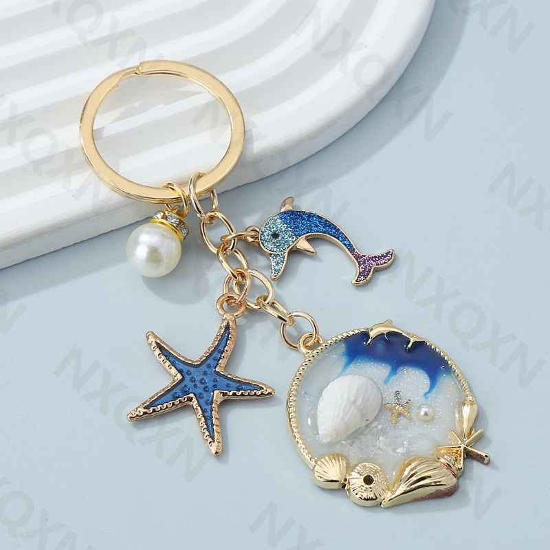 Móc Khóa Hình Vỏ Sò / Sao Biển / Cá Voi Làm Bằng Thủ Công Dễ Thương Cho Nam Và Nữ