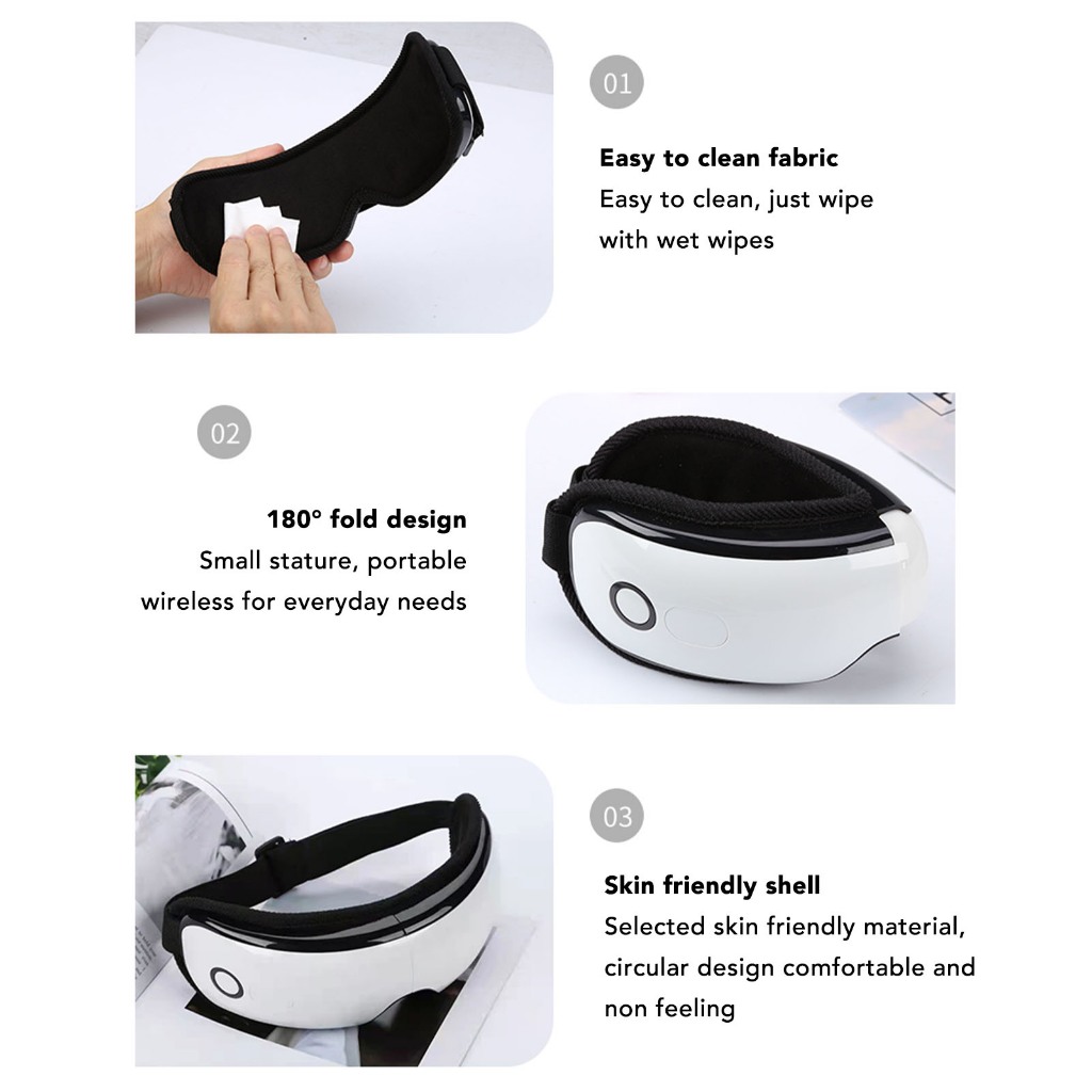 Máy Mát Xa Mắt Rung Nén Nóng Giảm Mệt Mỏi 10 Phút Hẹn Giờ DC 5V Sạc Cho Mẹ Bố Sĩ Quan