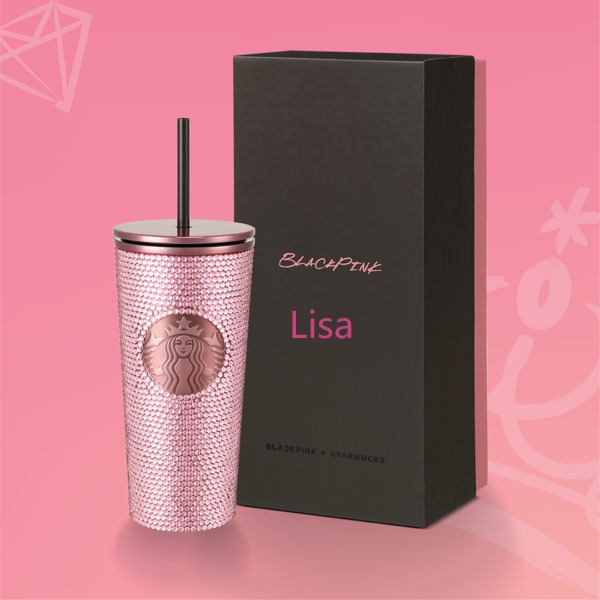 Starbucks Bình Nước Giữ Nhiệt 500ml Bằng Thép Không Gỉ Có Ống Hút Họa Tiết blackpink Xinh Xắn