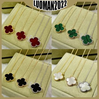 Vòng cổ Fritillaria cỏ bốn lá 20MM màu xanh lá cây