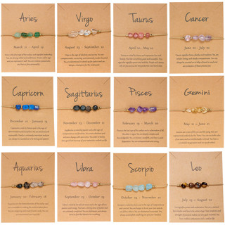 Vòng Đeo Tay 12 Cung Hoàng Đạo Tự Nhiên Có Thể Điều Chỉnh Kích Cỡ Thẻ