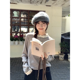 Áo Dệt Kim Nữ Phối Ren Màu Sắc Thanh Lịch