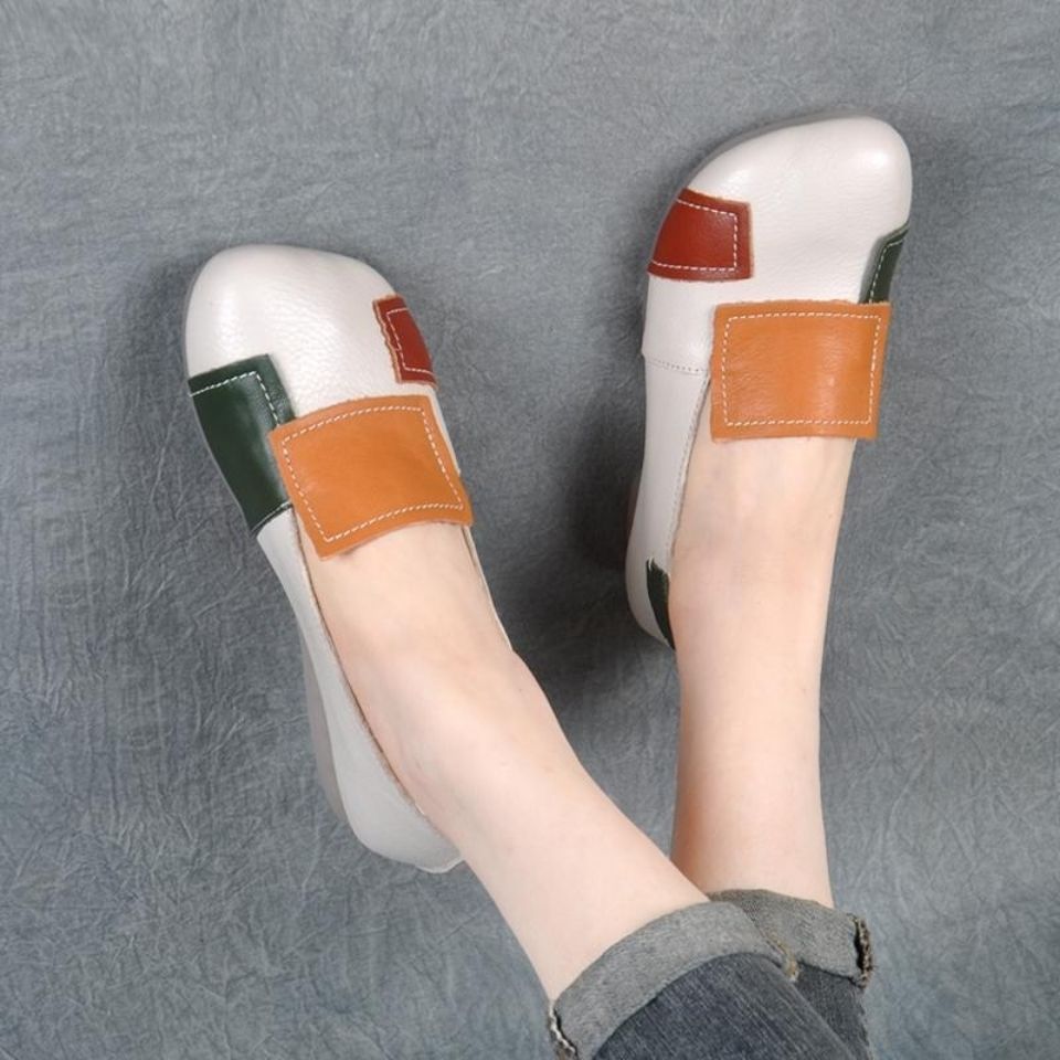 Giày Búp Bê Da Mềm Mũi Tròn Chống Trượt Cho Nữ Size 35-43 41 42