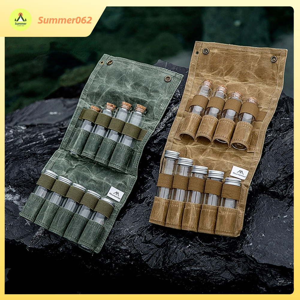 Túi Đựng Gia Vị Di Động Bằng Vải Đa Năng Với 9 Lọ Cho Du Lịch Cắm Trại Ngoài Trời 【Summer062】
