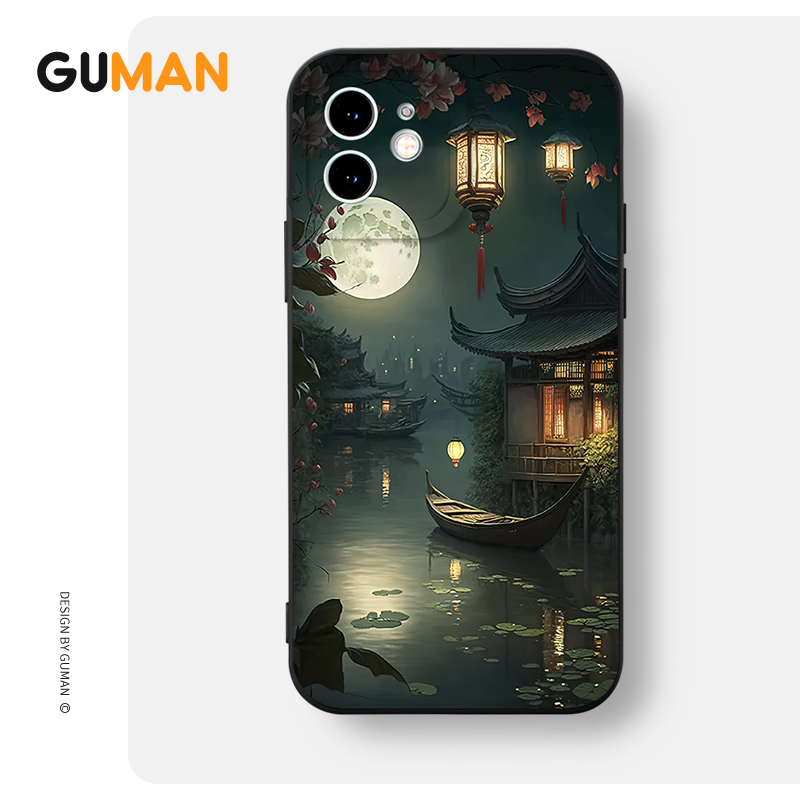 Ốp lưng GUMAN mềm đen độc lạ dễ thương đẹp Cho iPhone 15 14 13 12 11 Pro Max SE 2020 X XR XS 8 7 ip 6S 6 Plus kute xyb2607