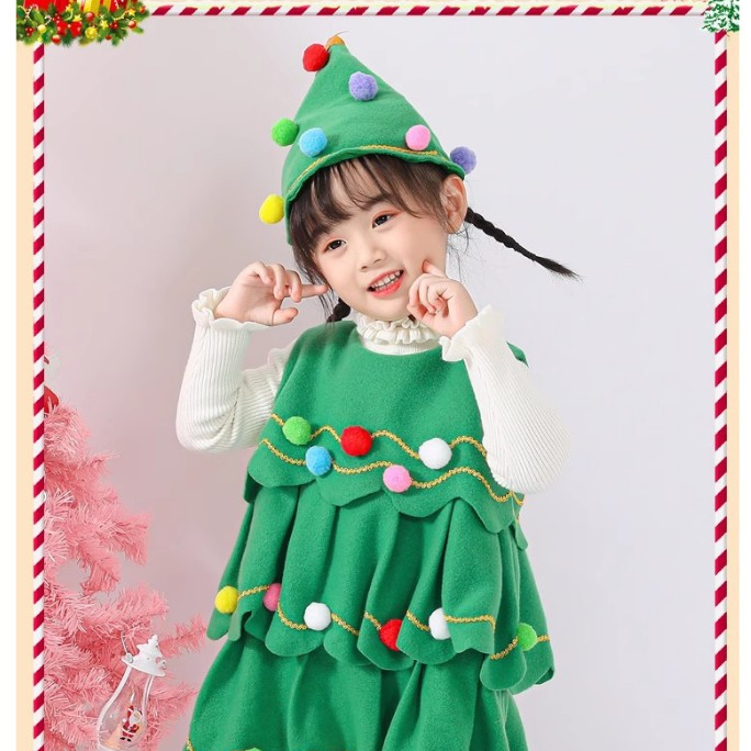 Bộ Đồ Hóa Trang Cây Thông Giáng Sinh Dễ Thương Cho Bé